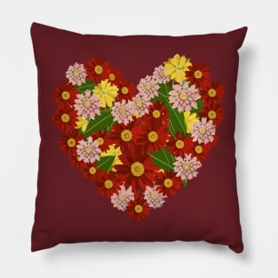 Floral Heart of Flowers Valentines Day Pillow