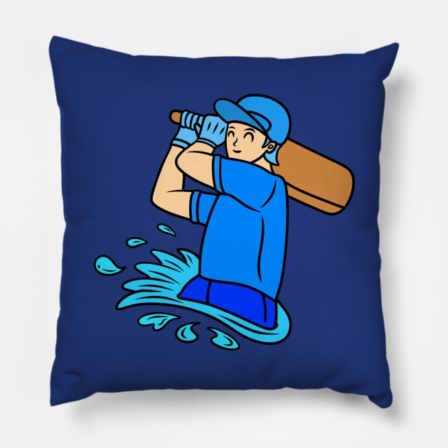 Cartoon cricket player Pillow by Andrew Hau