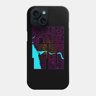 Porto, Portugal City Map Typography - Neon Phone Case