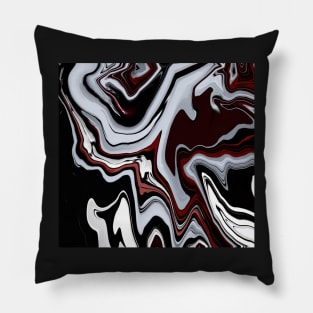 Marble black and dark Red Pillow