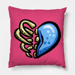 Zombie Love Heart Blue and Dead Pillow