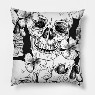 Skull and Flower Pattern Pillow