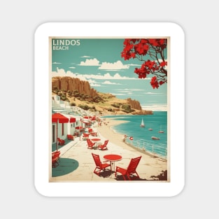 Lindos Beach Greece Tourism Vintage Travel Poster Magnet