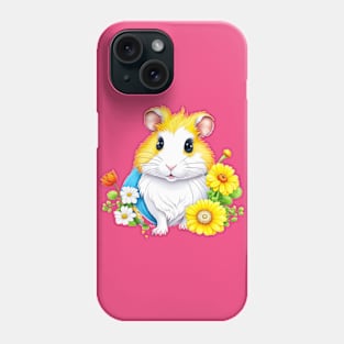 Cute Hamster with colorful flowers Phone Case