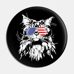 Funny Proud Maine Coon American Flag Sunglasses Gift Big Cat Pin