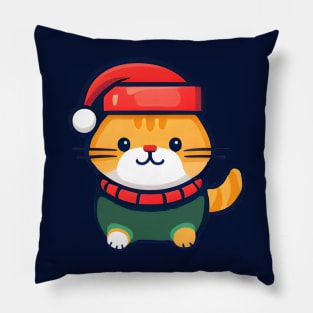 Cute ginger cat in Santa hat Christmas Pillow