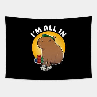 I'm all in Poker Capybara Cartoon Tapestry