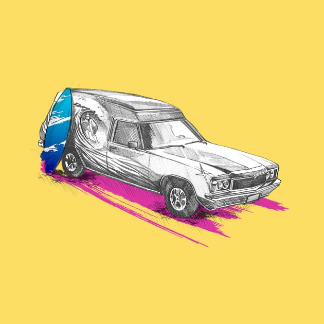 Retro surfer surfboard car by Shirt.ly