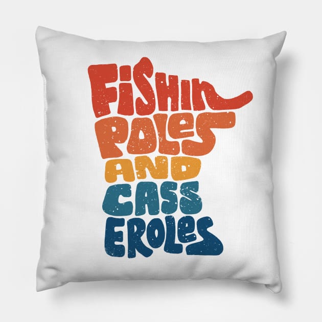 Funny Minnesota - Fishing Poles and Casseroles Pillow by aaronsartroom