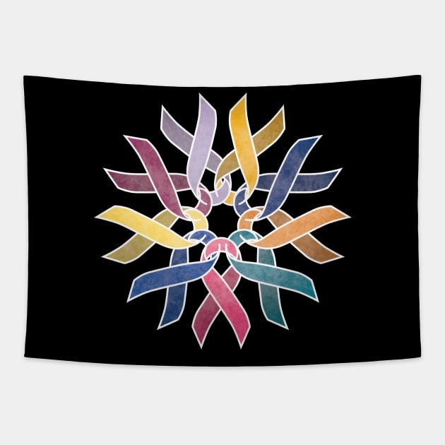 Cancer Ribbon Flower Tapestry by LaughingCoyote