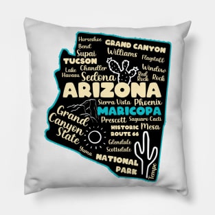 Maricopa Arizona map Grand Canyon photo Arizona tourism Pillow