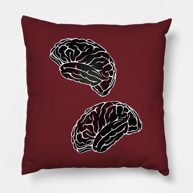 Glitch Art Brain Glitchcore Pillow by raspberry-tea