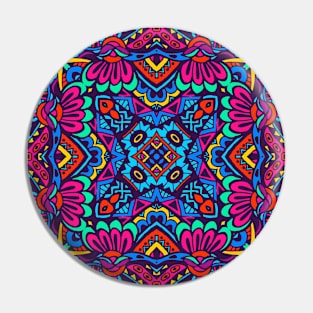 Colorful Oriental Rug Mandala Boho Pattern Pin