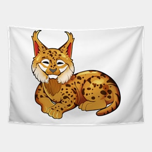 Kawaii Eurasian Lynx Tapestry