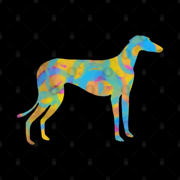 Yellow blue pink and green Greyhound dog by iulistration