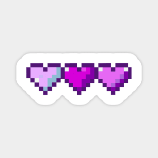 Purple Row of Hearts Pixel Art Magnet