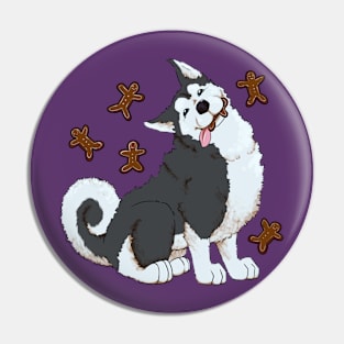 Husky Gingerbread Pin