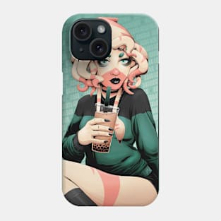 Squid Girl Drinking Bubble Tea Phone Case