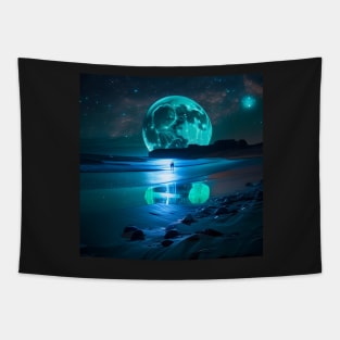 The Blue Moon Rising Over the Ocean Tapestry