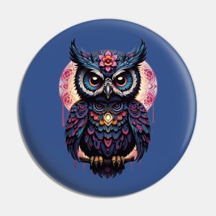 Owl Dia De Los Muertos Pin