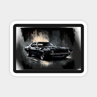 Revved Up: Black Muscle Car 1 of 4 Magnet