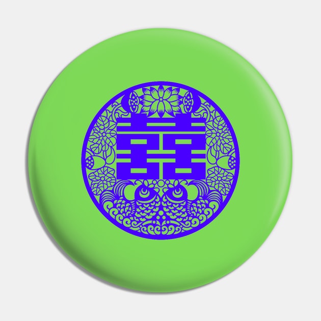 Double Happiness Lime Green with Deep Purple Symbol - Happy Hong Kong Pin by CRAFTY BITCH