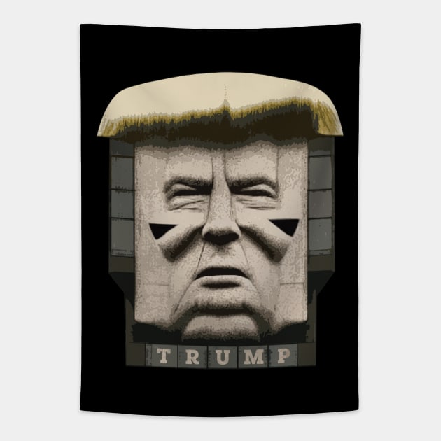 Trump Brutalism Statue Tapestry by LordNeckbeard