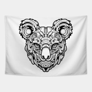 Biomechanical Koala: An Advanced Futuristic Graphic Artwork with Abstract Line Patterns Tapestry