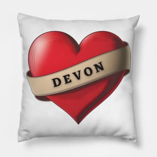Devon - Lovely Red Heart With a Ribbon Pillow