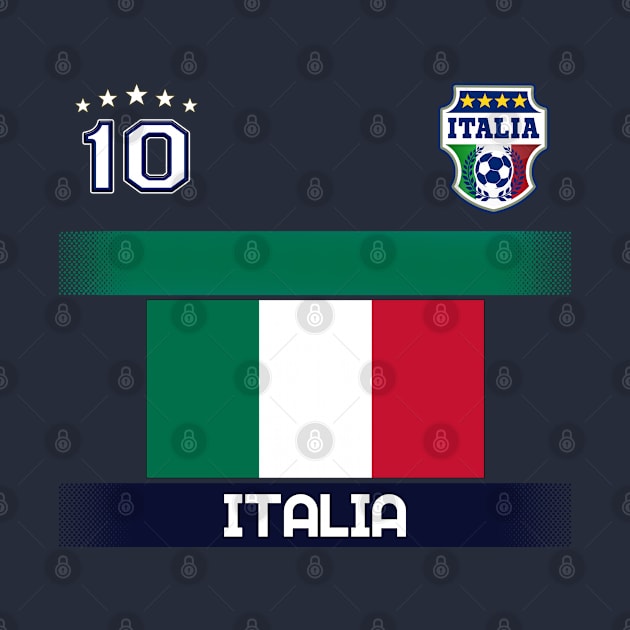 Italia Soccer with italian flag and number 10 by ferms82