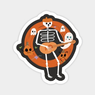 Funny Skeleton Rock and Roll Magnet