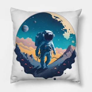 astronaut on the moon Pillow