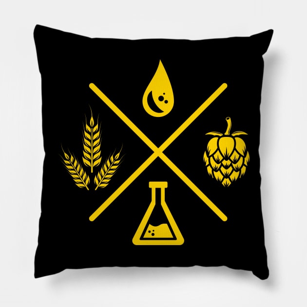 Beer Ingredients (yellow) Pillow by dkdesigns27