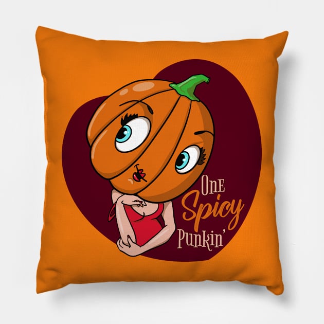 One Spicy Punkin' Autumn Pumpkin Spice Lover Pillow by SeaLAD