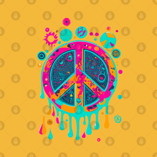 Peace Liquid Paint Drip Graffiti Design by BlueLine Design