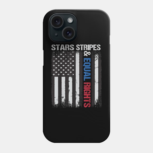 Feminist Stars Stripes Equal Rights Tee, Vintage American Flag Pro Choice Stars Stripes Equal Rights Phone Case by DesignHND