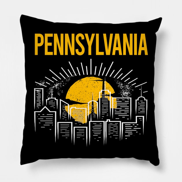 Yellow Moon Pennsylvania Pillow by flaskoverhand