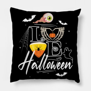 FUNNY I LOVE HALLOWEEN, SKELETON CANDY CORN & BATS Pillow