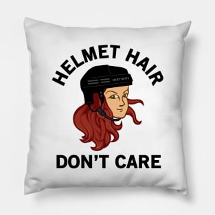 Hockey Helmet Hair Don't Care Red Head Pillow