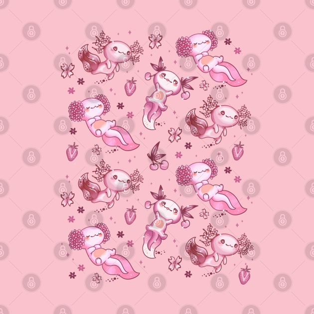 Kawaii Axolotl Pastel Pattern by M n' Emz Studio