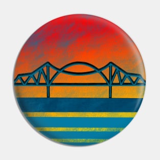 La Crosse Wisconsin Bridge Sunset Graphic Pin