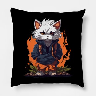 cat on fire Pillow