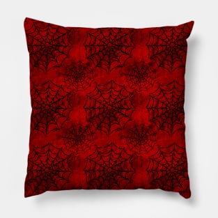 Red Cobweb Round Spider Web Pattern Pillow