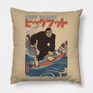 Vintage Bigfoot Surf to Live Pillow