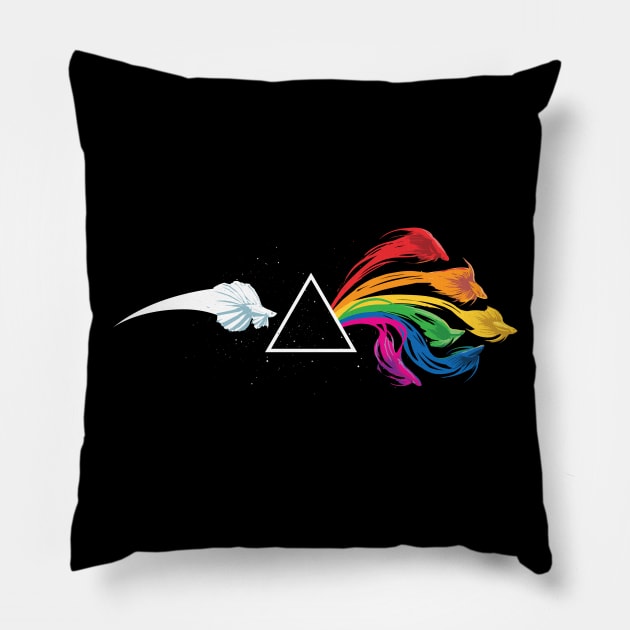 Betta Fish Series - Dark Side Of the Bowl Pillow by waveformUSA