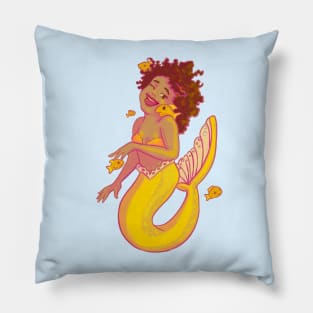 Golden fish mermaid Pillow