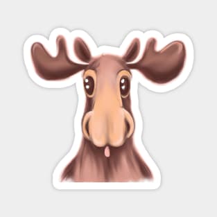 Cute Moose Drawing Magnet