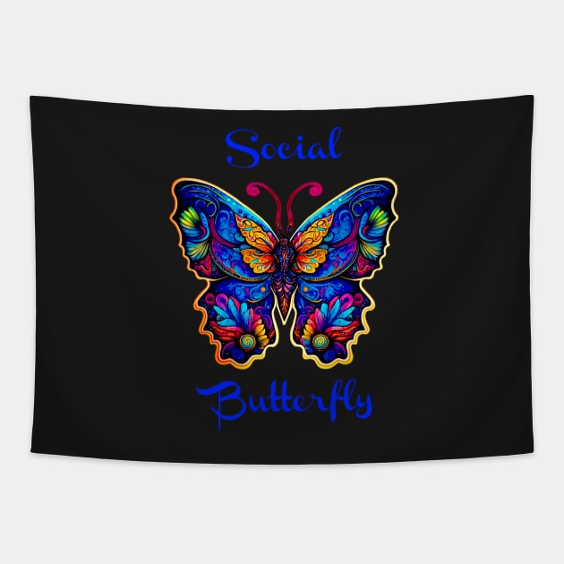 Colorful extrovert Social Butterfly Tapestry by Atteestude