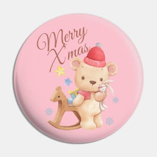 Merry X’mas, cute Christmas bear. Pin