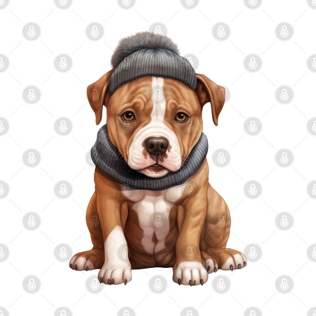 Winter American Staffordshire Terrier Dog by Chromatic Fusion Studio